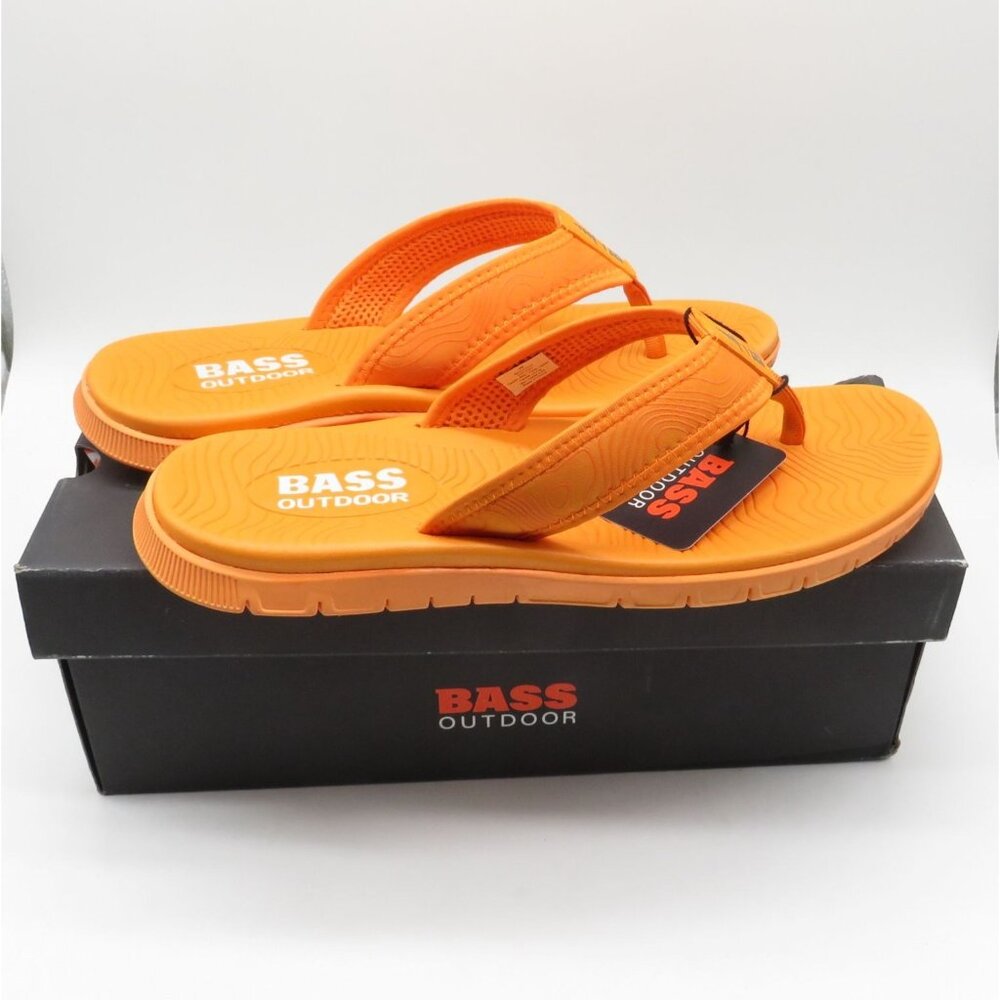 Bass Outdoor Men's Orange Flip-Flops Comfortable Durable Size 9M NEW $45